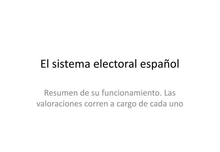 el sistema electoral espa ol