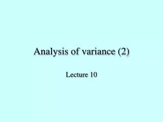 Analysis of variance (2)
