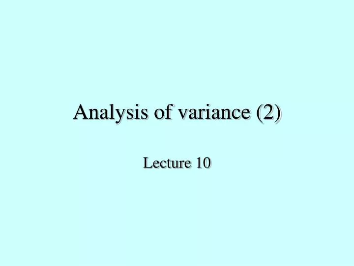 analysis of variance 2