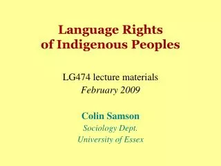 Language Rights of Indigenous Peoples