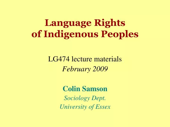 language rights of indigenous peoples