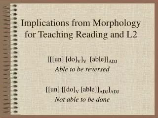 Implications from Morphology for Teaching Reading and L2