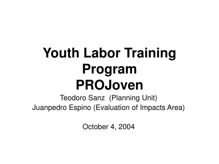 youth labor training program projoven