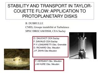 STABILITY AND TRANSPORT IN TAYLOR-COUETTE FLOW: APPLICATION TO PROTOPLANETARY DISKS