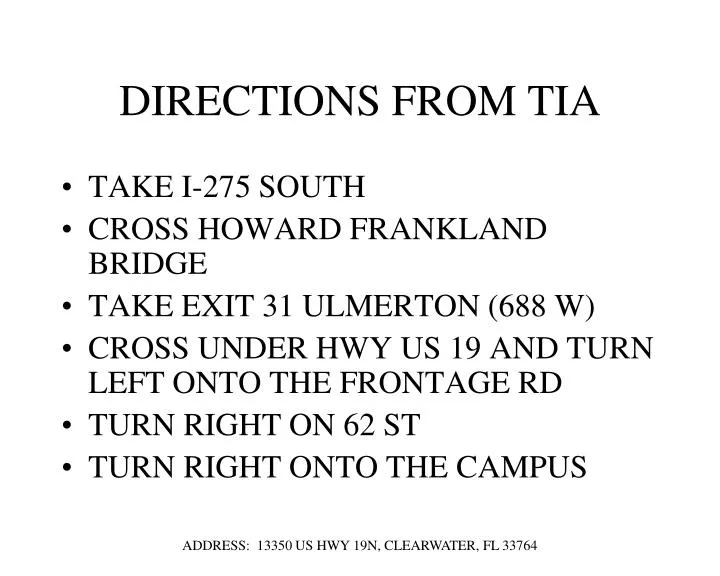 directions from tia
