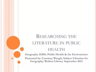 Researching the literature in public health