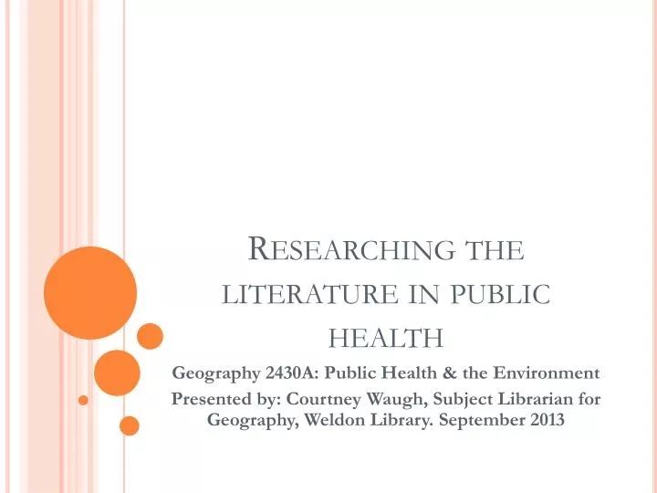 researching the literature in public health