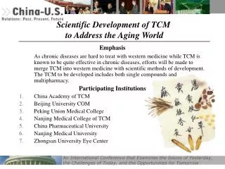 Scientific Development of TCM to Address the Aging World
