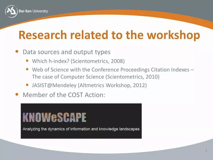 research related to the workshop