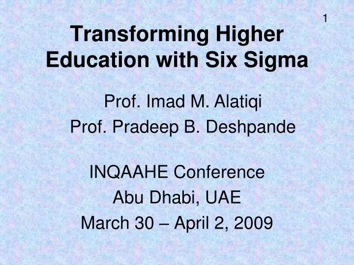 transforming higher education with six sigma
