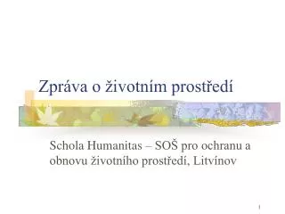 zpr va o ivotn m prost ed