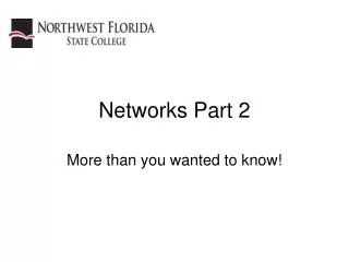 Networks Part 2