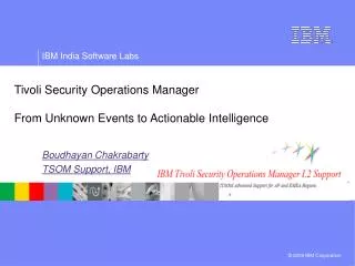 Tivoli Security Operations Manager From Unknown Events to Actionable Intelligence