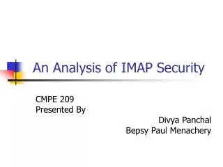An Analysis of IMAP Security