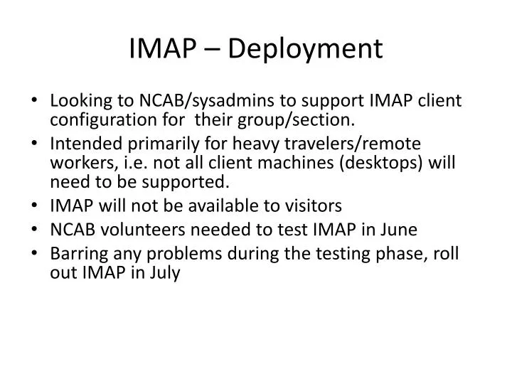 imap deployment
