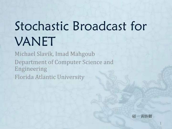 stochastic broadcast for vanet