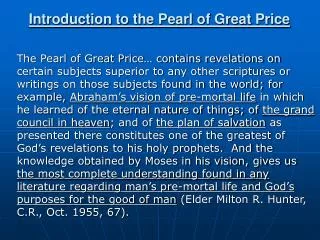 Introduction to the Pearl of Great Price