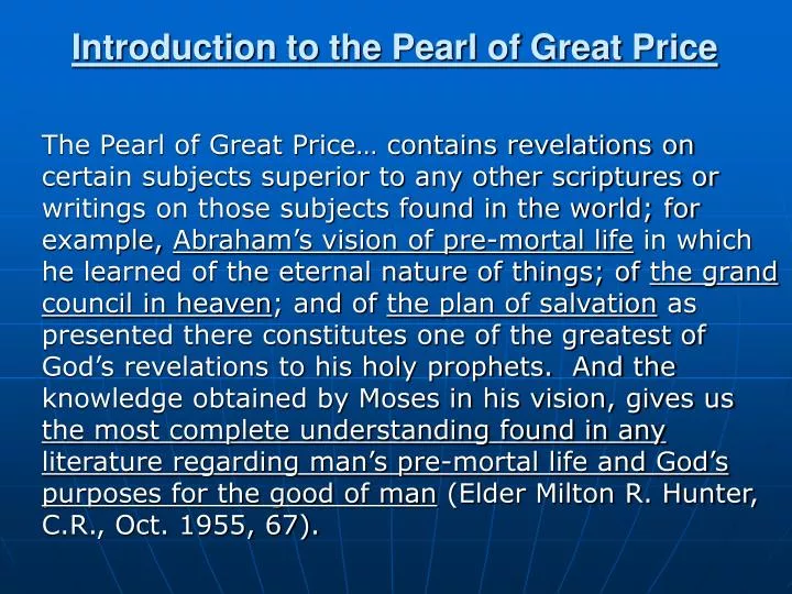 introduction to the pearl of great price