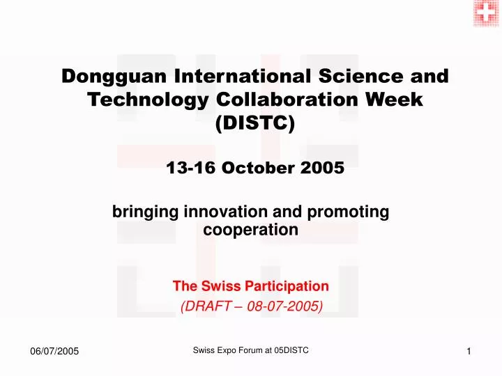 dongguan international science and technology collaboration week distc 13 16 october 2005