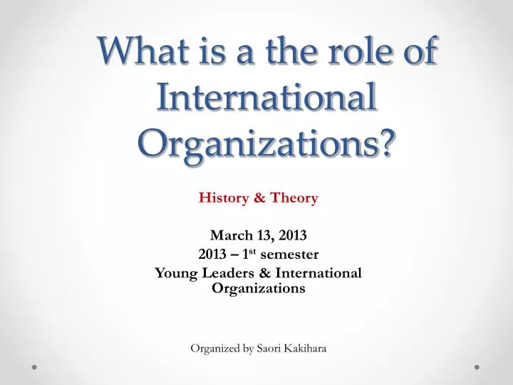 what is a the role of international organizations