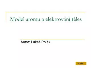 model atomu a elektrov n t les