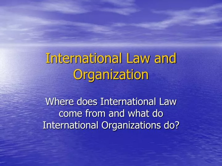 international law and organization