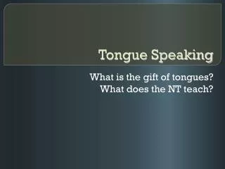 Tongue Speaking