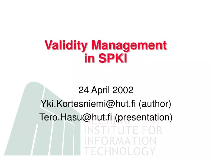 validity management in spki