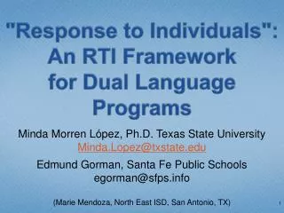 &quot;Response to Individuals&quot;: An RTI Framework for Dual Language Programs