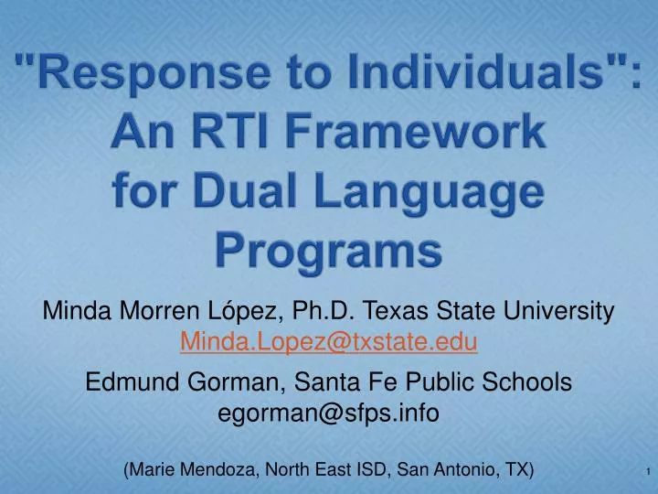 response to individuals an rti framework for dual language programs