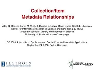 Collection/Item Metadata Relationships
