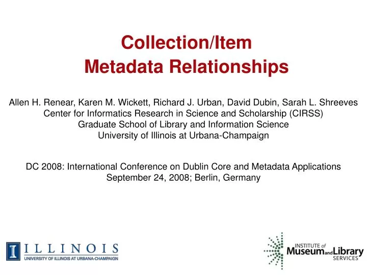 collection item metadata relationships