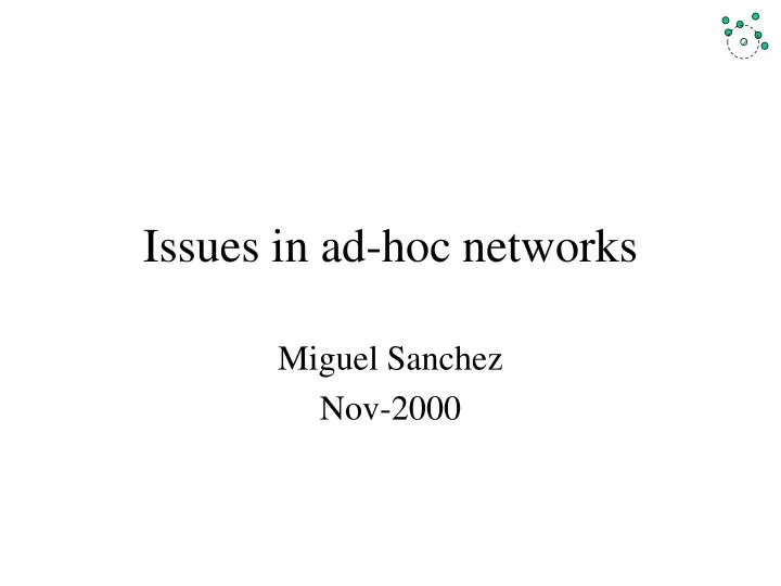 issues in ad hoc networks