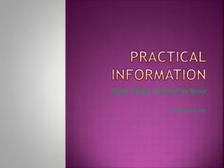 Practical Information
