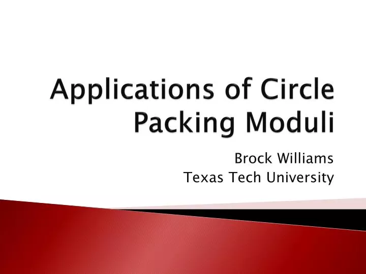 applications of circle packing moduli