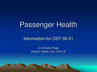 Passenger Health