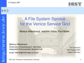 A File System Service for the Venice Service Grid