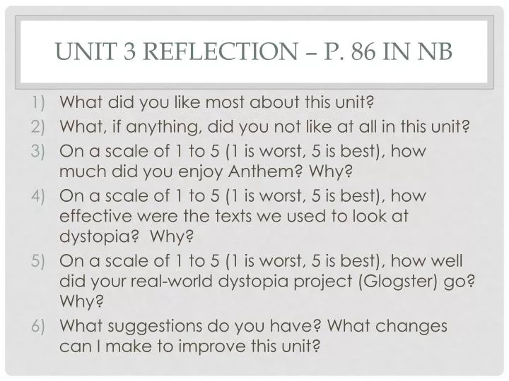 unit 3 reflection p 86 in nb