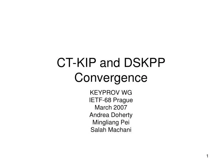 ct kip and dskpp convergence