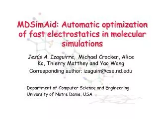 MDSimAid: Automatic optimization of fast electrostatics in molecular simulations