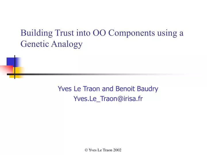 building trust into oo components using a genetic analogy