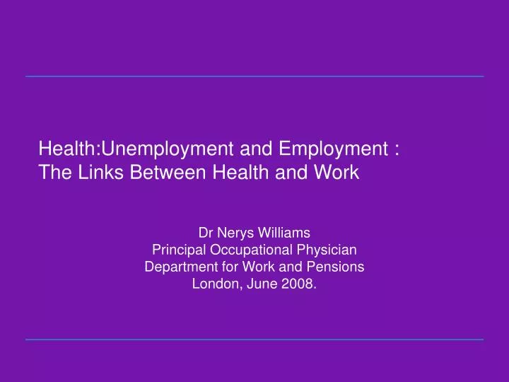 health unemployment and employment the links between health and work