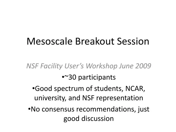 mesoscale breakout session