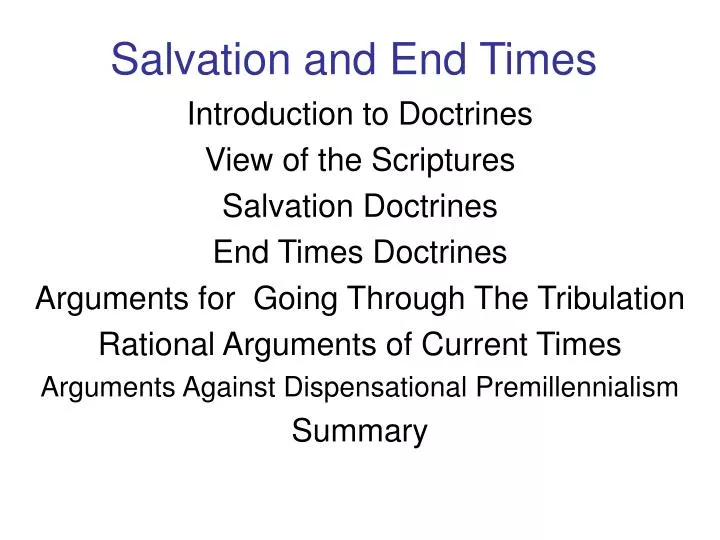 salvation and end times