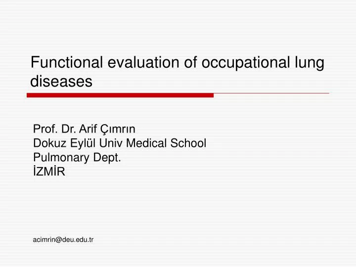 functional evaluation of occupational lung diseases