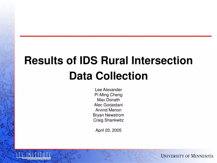 results of ids rural intersection data collection