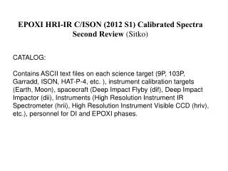 EPOXI HRI-IR C/ISON (2012 S1) Calibrated Spectra Second Review (Sitko)