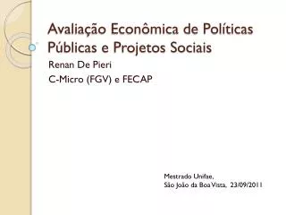 avalia o econ mica de pol ticas p blicas e projetos sociais