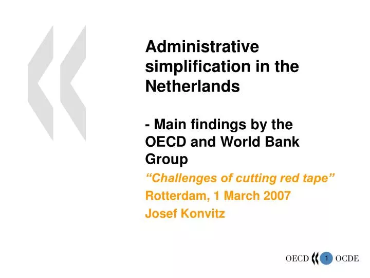 administrative simplification in the netherlands main findings by the oecd and world bank group