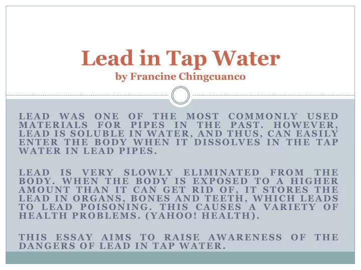 lead in tap water by francine chingcuanco